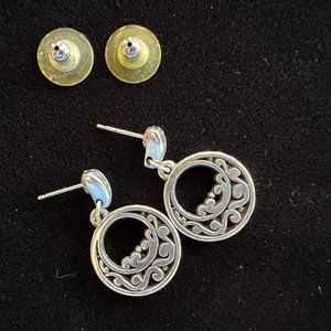 Brighton Collection Silver Plated Filigree Circle Stud Earrings